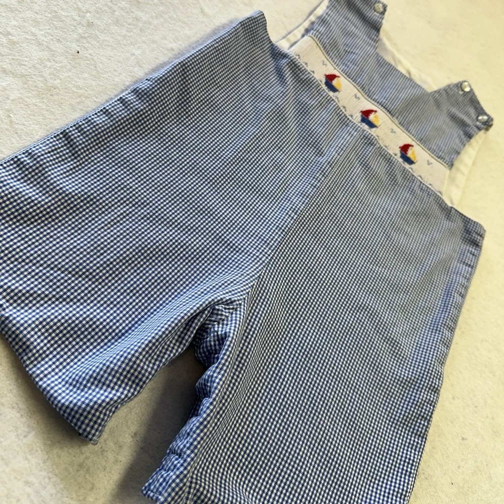 Boys RagsLands Blue Gingham Smocked Shortall 2T - Picture 6 of 11